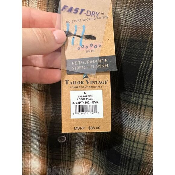 Tailor Vintage NWT evergreen lodge Plaid Long Sleeve Men Button Down Shirt sz S - Picture 3 of 8